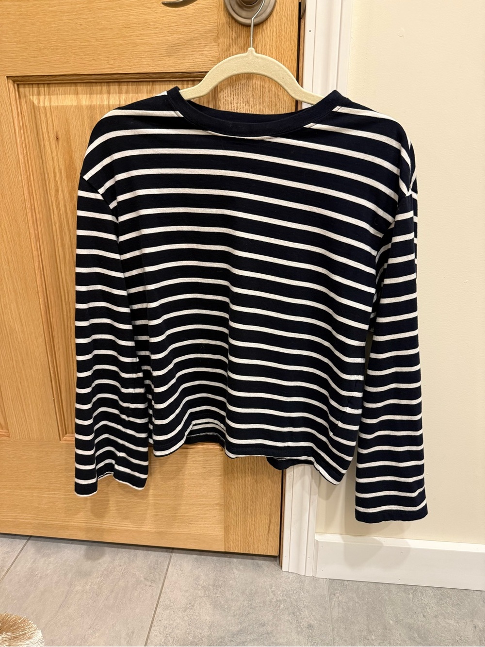 H&M Navy and White Striped Long-Sleeve Tee